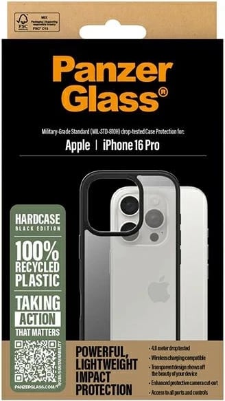 Mbështjellës PanzerGlass HardCase për iPhone 16 Pro 6.3", i zi