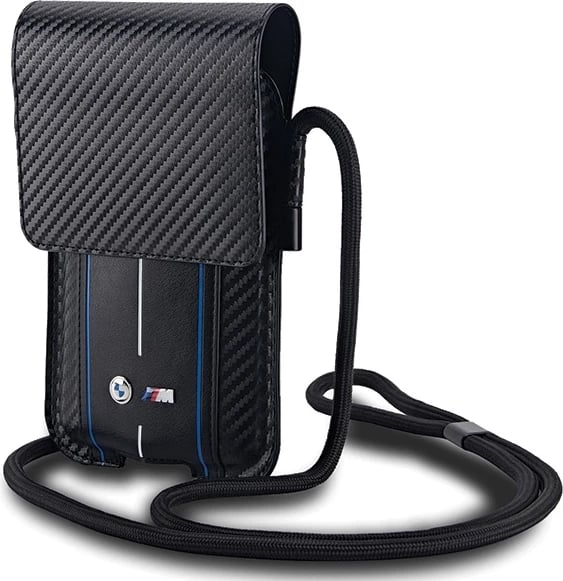 Mbështjellës BMW Carbon & Blue Stripe për telefon, i zi