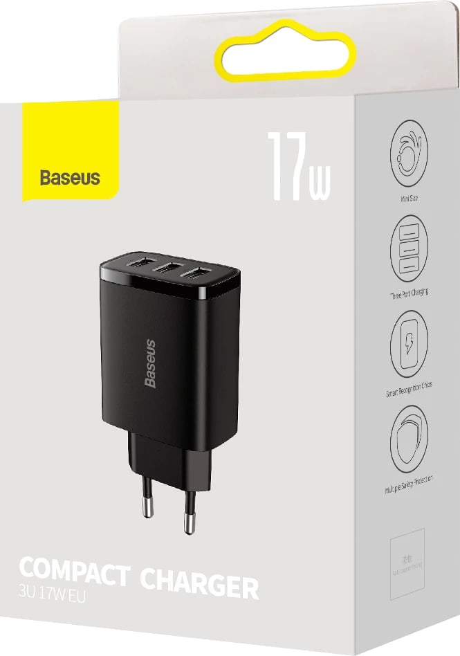 Karikues muri Baseus CCXJ020101, 3x USB-A, 17W, i zi Karikues muri Baseus CCXJ020101, 3x USB-A, 17W, i zi