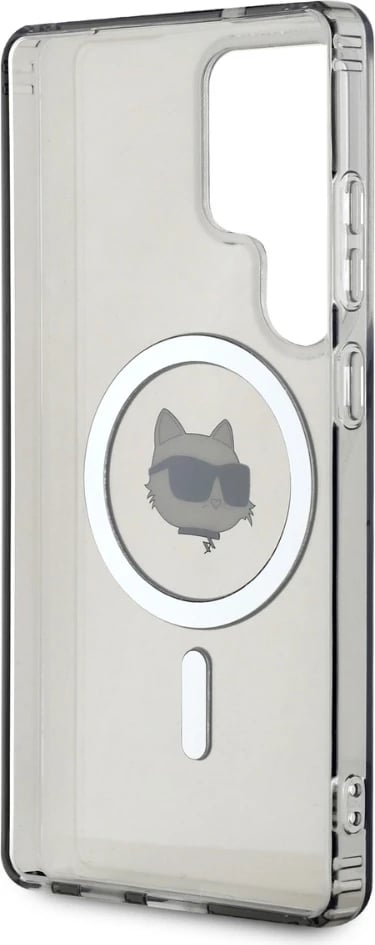 Mbështjellës Karl Lagerfeld Button Choupette Head Printed Logo MagSafe për Samsung Galaxy S25 Ultra, i zi