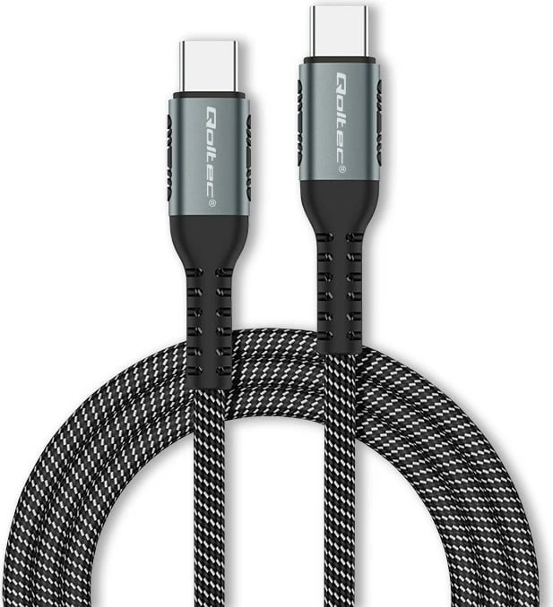 Kabllo USB Type-C Qoltec 52358, 1.5m, 100W, QC 3.0, e zezë