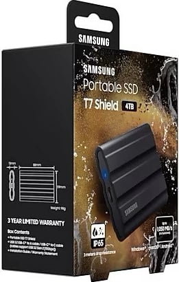 SSD i jashtëm Samsung Portable SSD T7 Shield 4TB, i zi