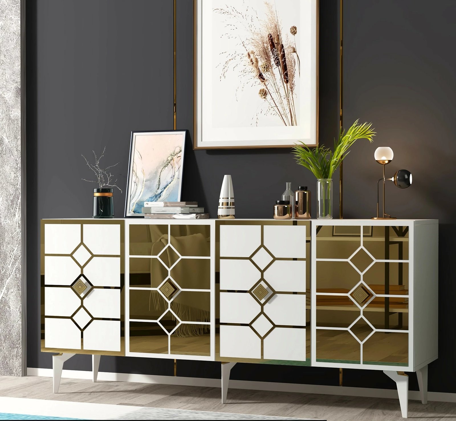 Konsolë Hanah Home, Irmak, e bardhë dhe ari