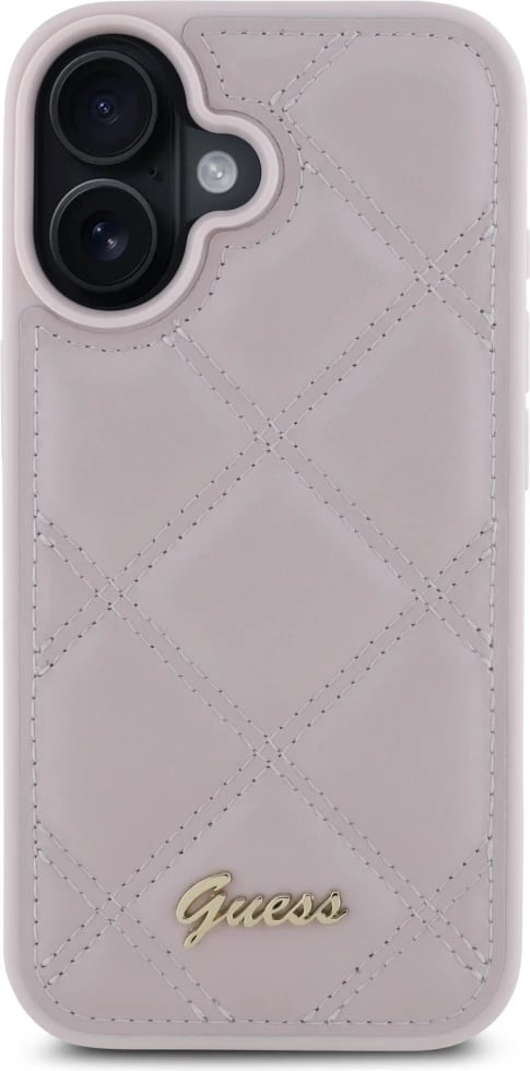 Mbështjellës Guess Quilted Metal Logo për iPhone 16, Rozë Mbështjellës Guess Quilted Metal Logo për iPhone 16, Rozë