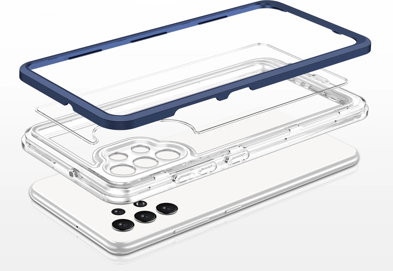 Mbështjellës Hurtel Hybrid Armor Clear 3 in 1 për Samsung Galaxy A72, Transparent/Blue