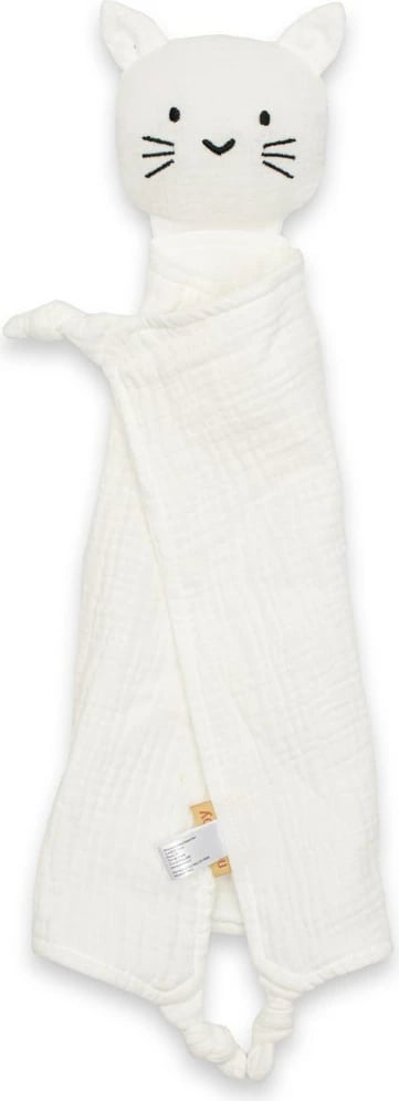 Lodër ngushëlluese muselinë New Baby Cat 30x30 cm pambuk organik e bardhë