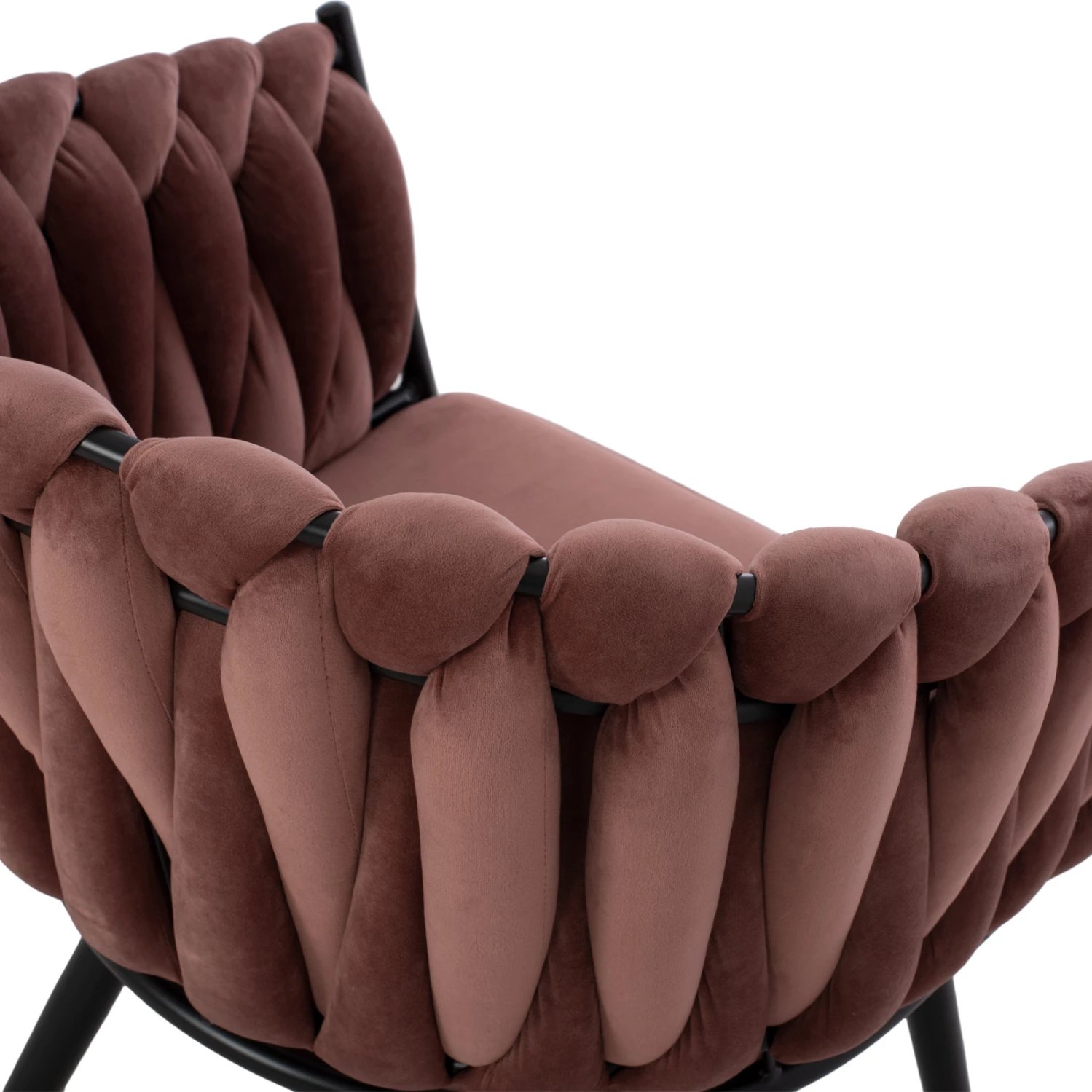 Karrige Luanda, kadife, ngjyrë molle të kalbur, këmbë metalike, FH8741.02, 60x54x78 cm, set prej 2 copë