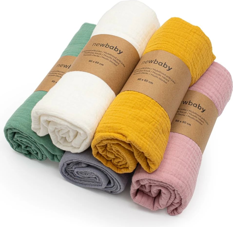 Batanije muslin, New Baby, 60x60 cm, pambuk organik, jeshile