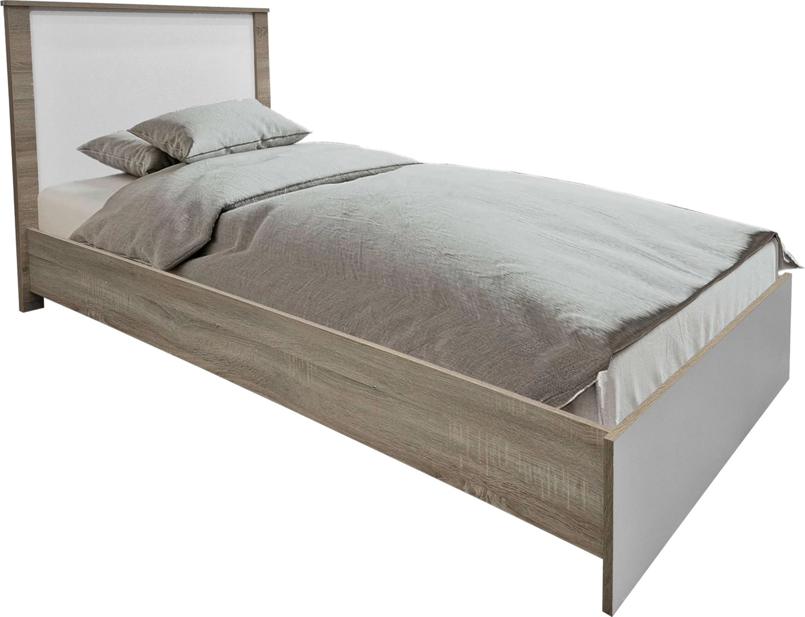 Set dhome gjumi Athos, sonoma e bardhë, krevat 90x190cm, set 3 copë