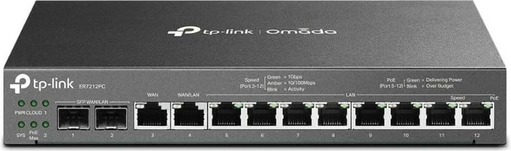 Router TP-LINK ER7212PC Omada 3-në-1, Gigabit, PoE+, i zi