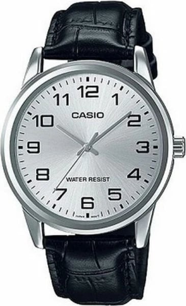 Orë dore për meshkuj Casio Collection Mod. Only Time, e argjendtë me rrip të zi