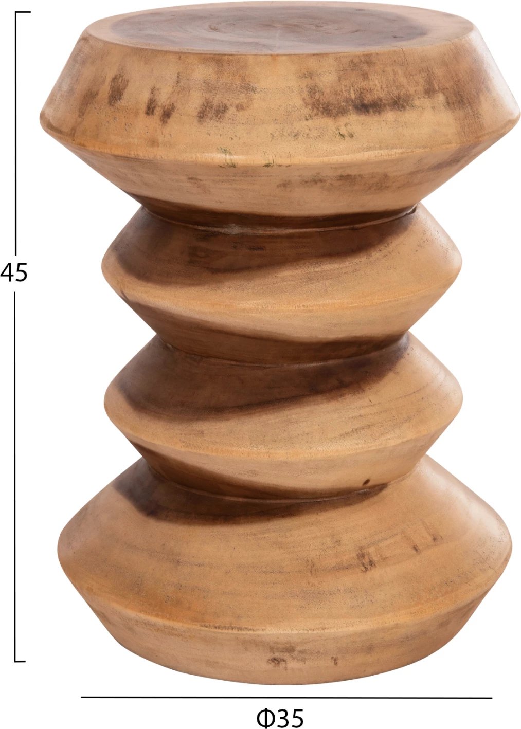 Stool i rrumbullakët Bellows, dru suar natyral, FH18235.11, 35x45cm
