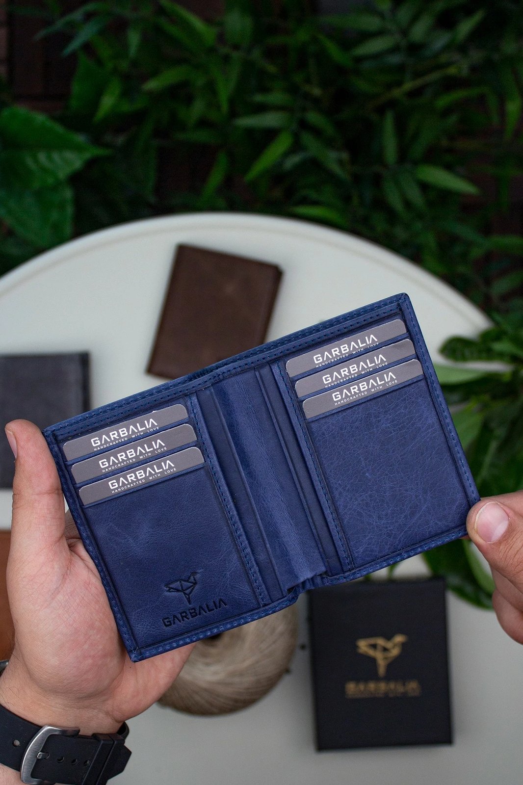 Mbajtës kartelash, lëkurë origjinale, ngjyrë e kaltër e errët, Zoozie Bags, Utah