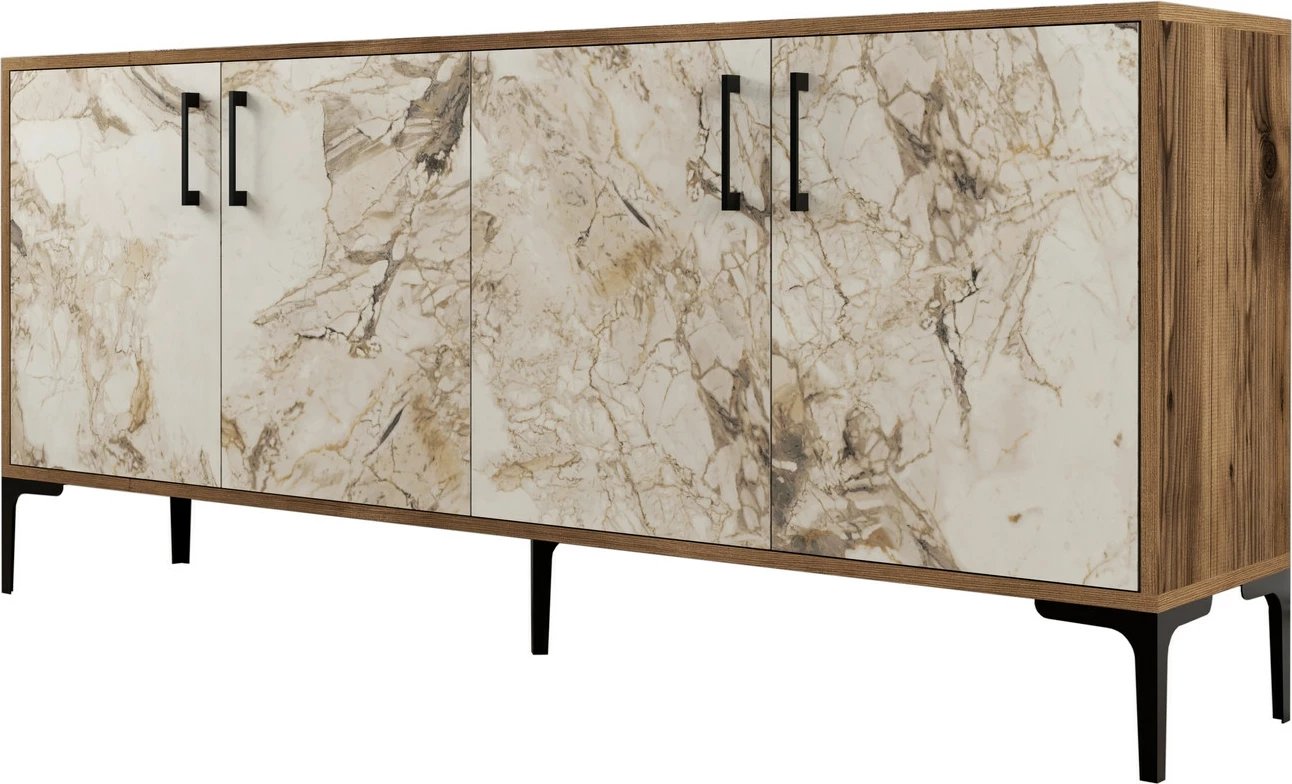 Konsol Kiev, ngjyrë arre dhe mermer i bardhë