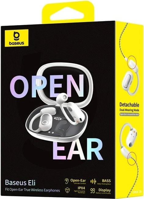 Kufje Baseus Eli Fit Open-Ear, Wireless, Bluetooth, USB Type-C, Bardhë