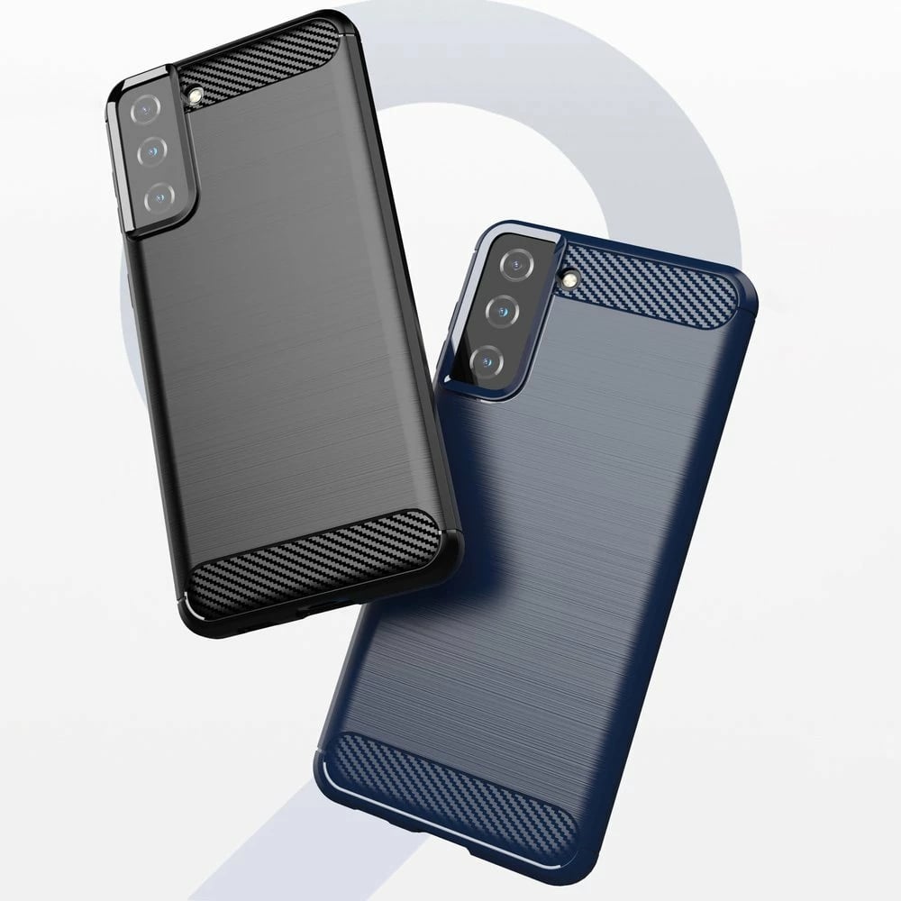 Mbështjellës Hurtel Carbon Case për Samsung Galaxy S21+ 5G, i zi