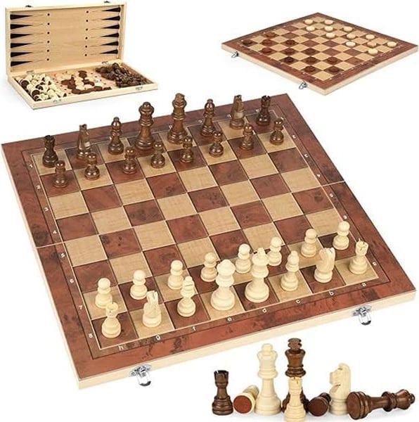 Lojë tavoline 3 në 1 NEXT, Backgammon-Shah-Dama, 39x39cm, Druri