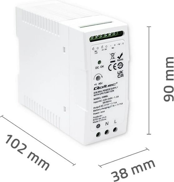 Furnizues energjie Qoltec 50884, 60W, Bardhë