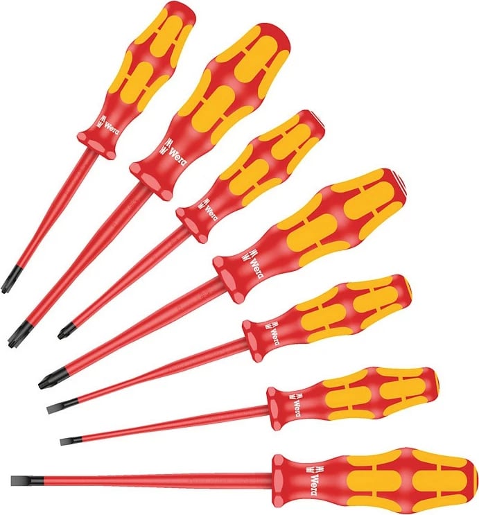 Set kaçavidash Wera 160 iSS/7, 7 copë, dizajn ergonomik, i izoluar, 12.5 cm, çelik