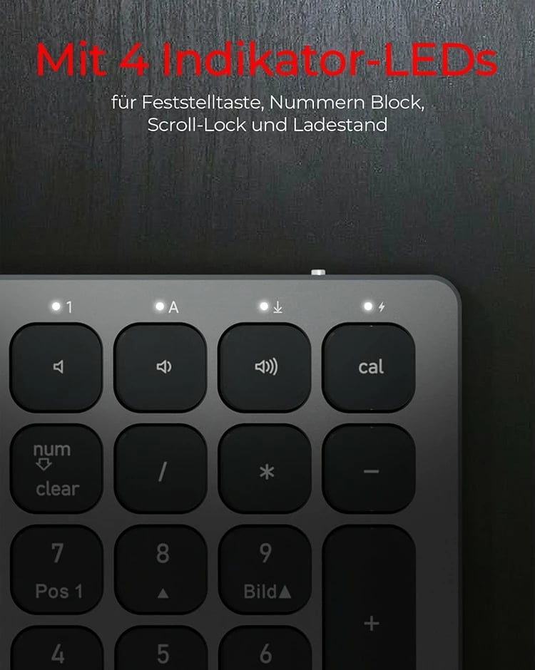 Tastierë KeySonic KSK-8023BTRF, full-size, wireless, Bluetooth, QWERTZ, antracit/zezë