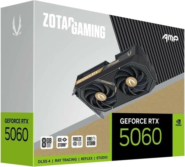 Kartë grafike ZOTAC GeForce RTX 5060 AMP ZT-B50600F-10M 8GB GDDR7 128-bit 3xDisplayPort/HDMI