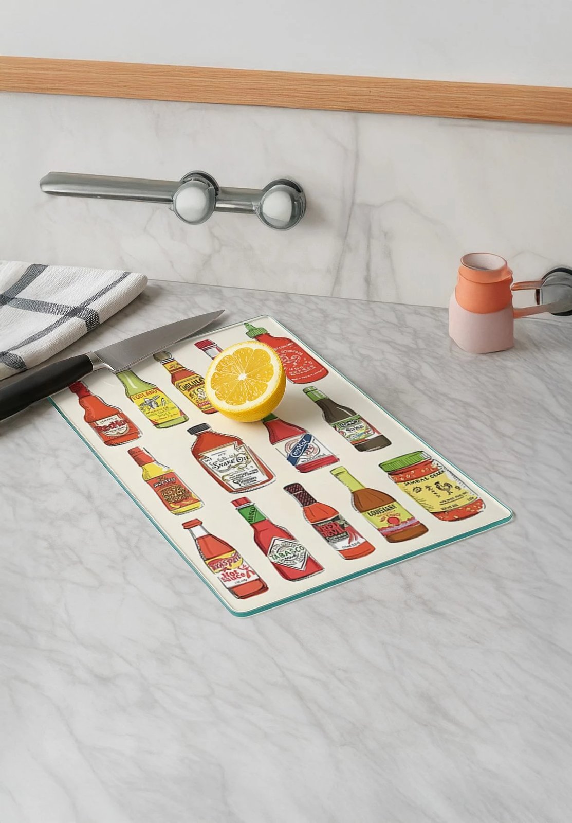 Dërrasë prerëse Hermia, qelq i temperuar, shumëngjyrëshe, Kes-00057, 20x30cm