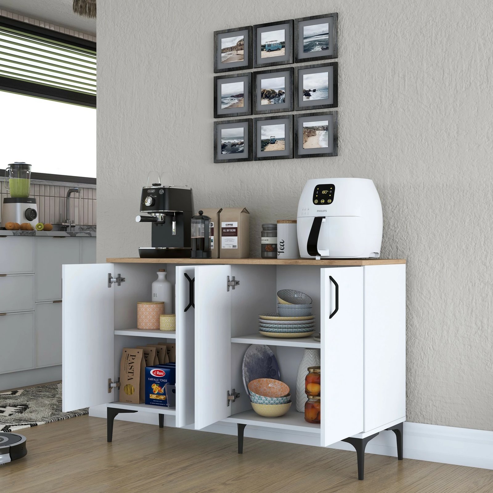 Dollap multifunksional, ngjyrë e bardhë dhe arre, Hanah Home JE162 - 3268