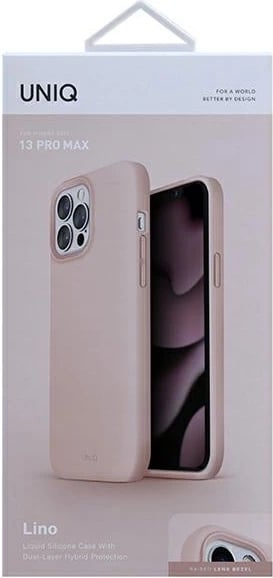 Mbështjellës UNIQ Lino për iPhone 13 Pro Max, Rozë