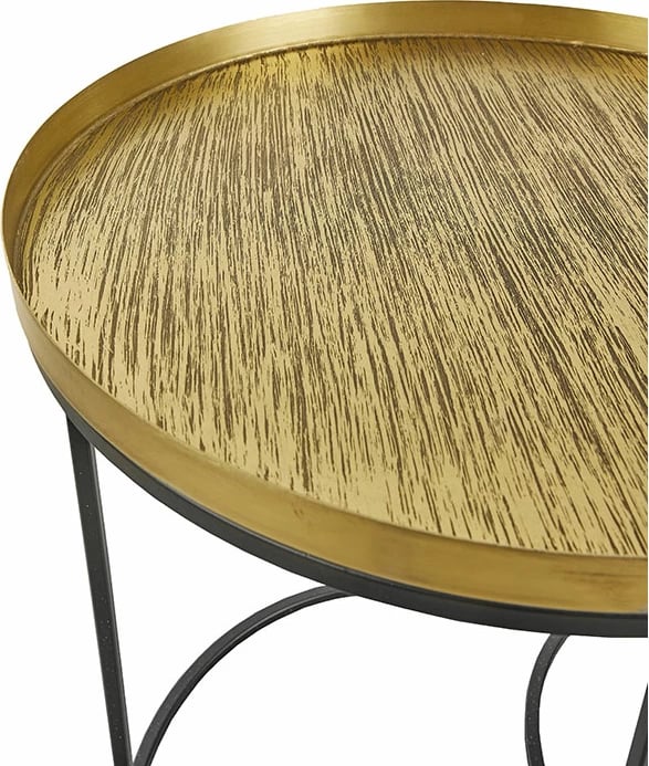 Set tavolinash anësore Totale, 2 copë, ngjyrë bronzi antik dhe e zezë, 49x49x56