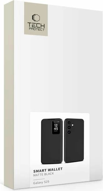 Mbështjellës Tech-Protect Smart Wallet për Samsung Galaxy S25, i zi mat
