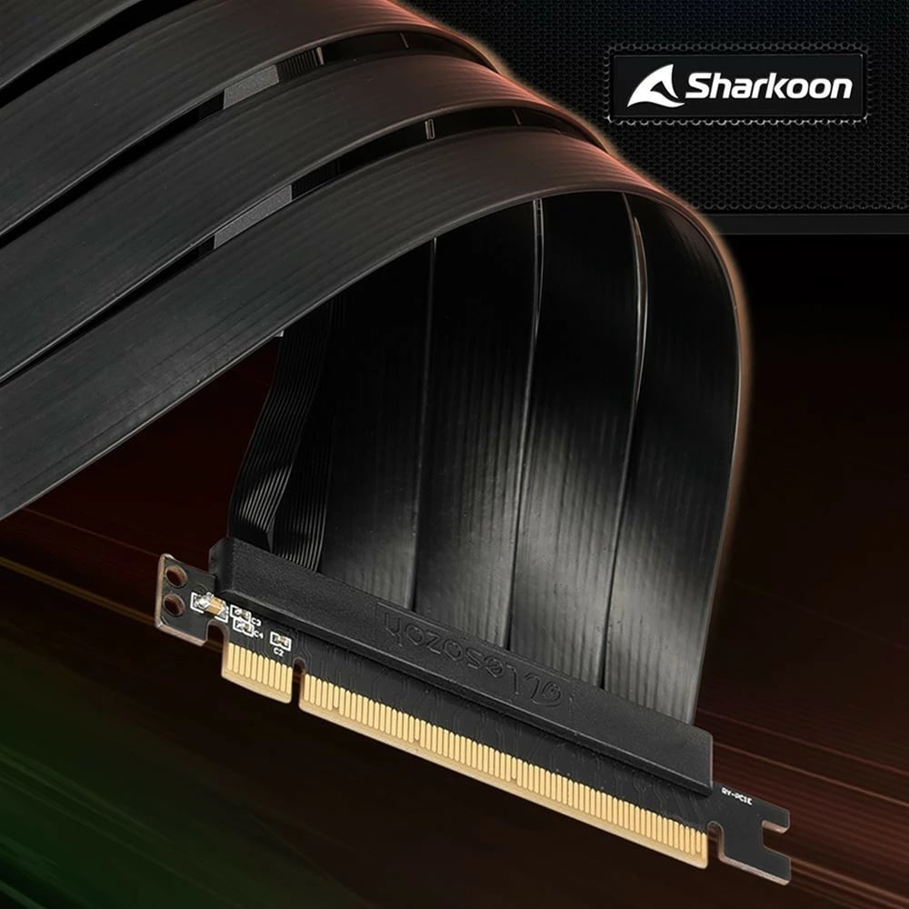 Kit vertikal për kartelë grafike Sharkoon, Riser Card 4.0, e zezë