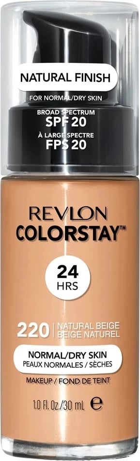 Fondatinë për femra Revlon ColorStay Makeup për lëkurë normale dhe të thatë 220 Natural Beige SPF20, 30ml