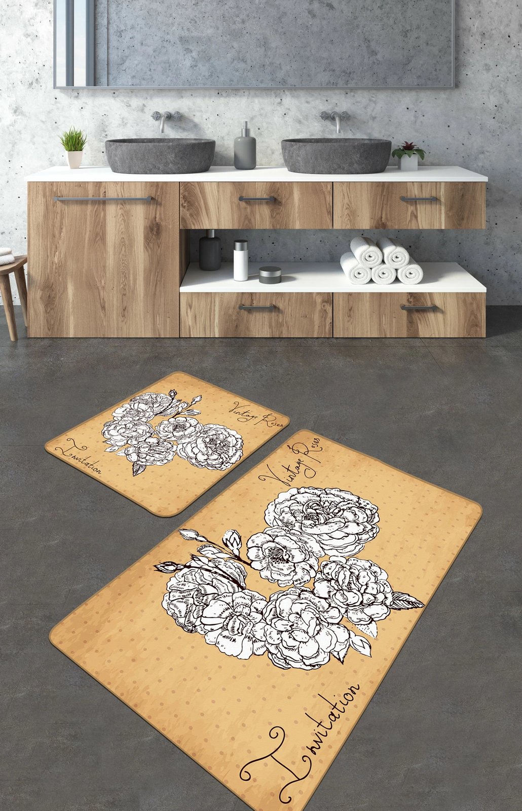 Set tapetash për banjo, 2 copë, Mijölnir, trëndafila vintage