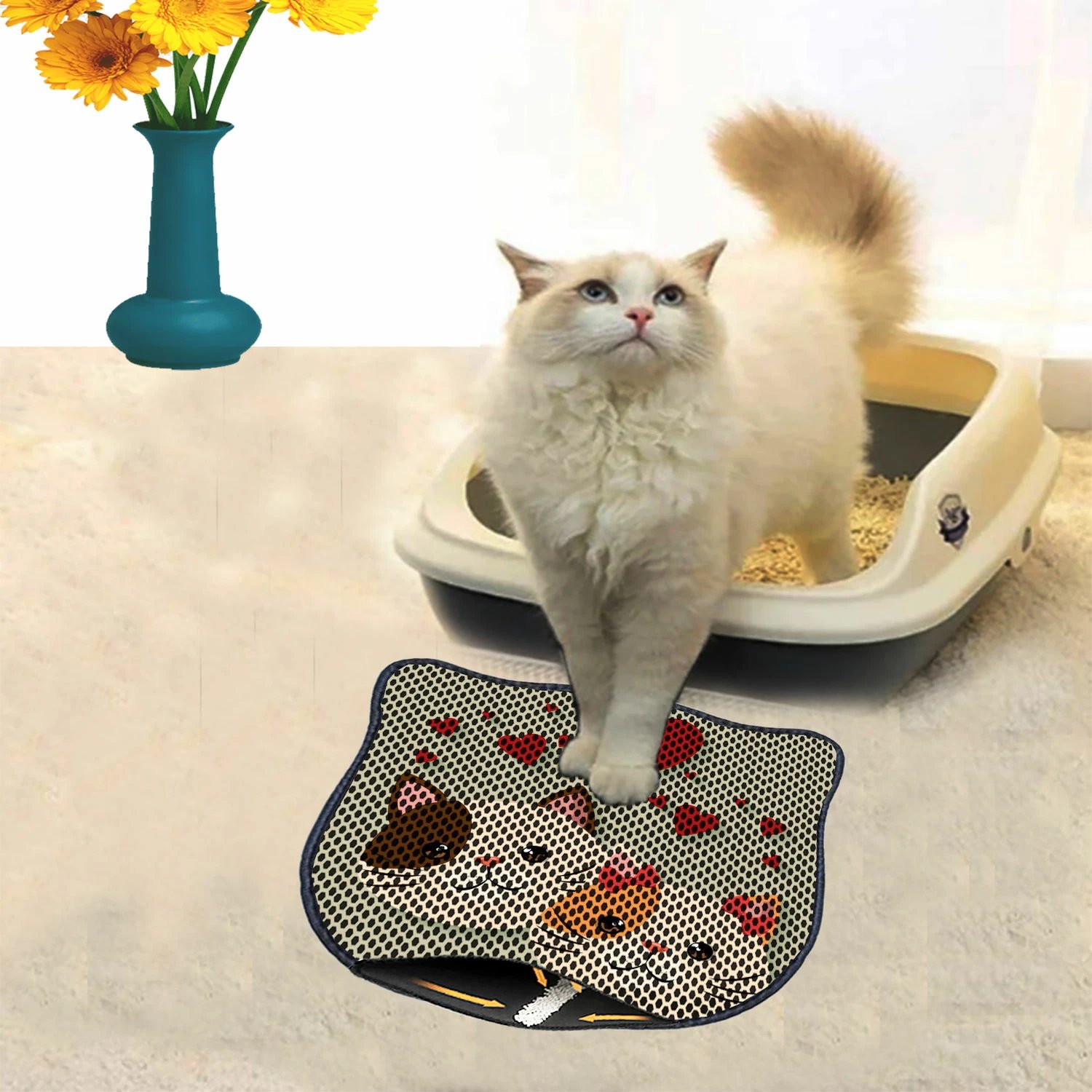 Tapet për rërë mace, shumëngjyrësh, Paws & Whiskers, Kdkafa0087, 40x50cm