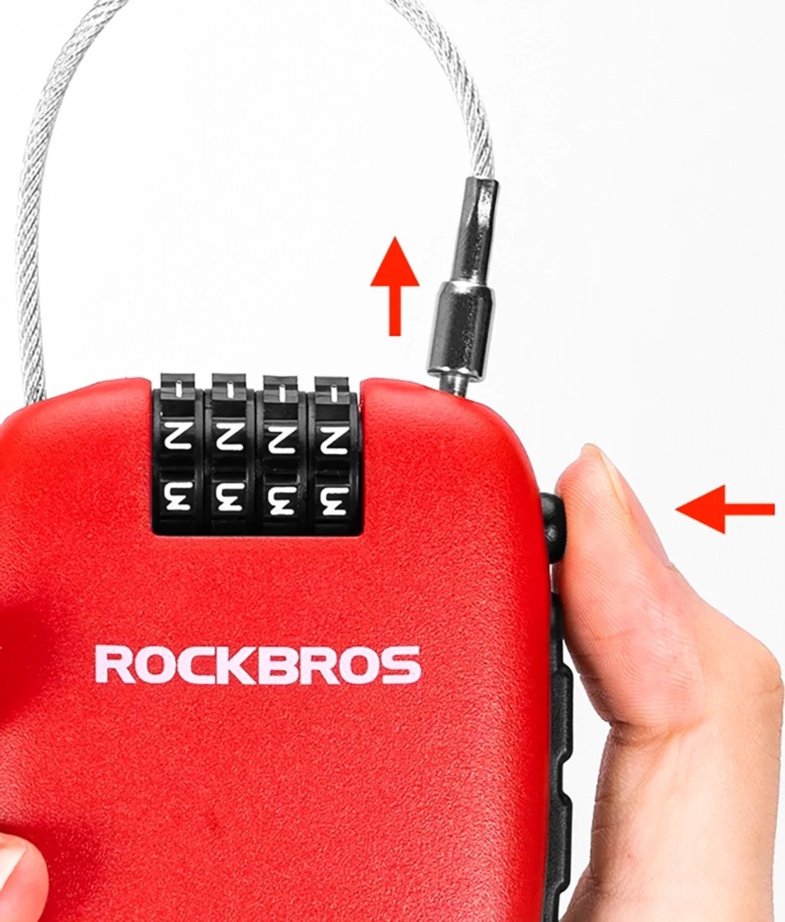 Bravë biçiklete Rockbros 32420981001 me kabllo të tërheqshme, e kuqe