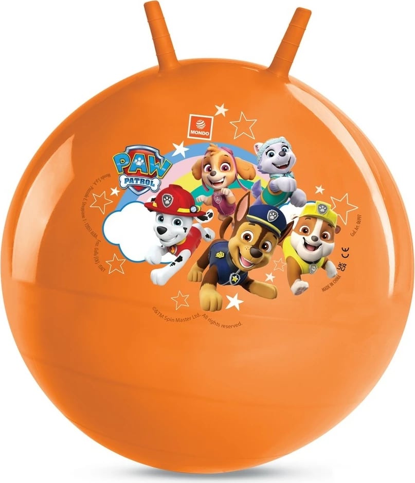 Top kërcyes Mondo Paw Patrol, gomë, portokalli