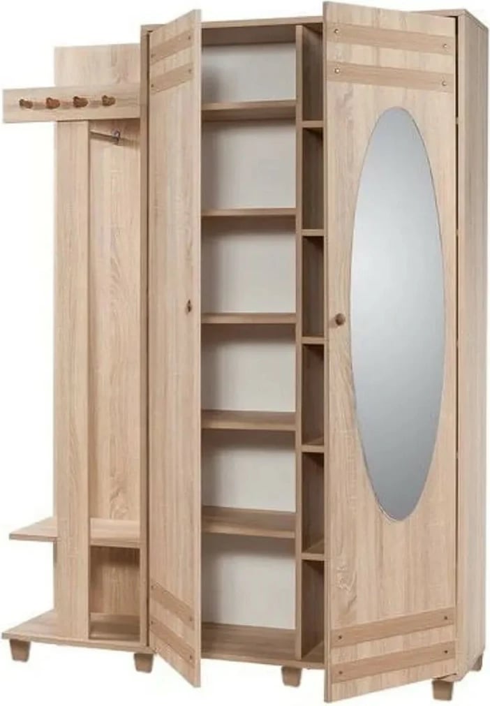 Stendë korridori Garmanto, ngjyrë lisi Sonoma, me pasqyrë, 135-200