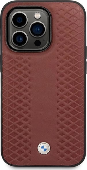 Mbështjellës BMW Leather Diamond Pattern MagSafe për iPhone 14 Pro Max 6.7", i kuq
