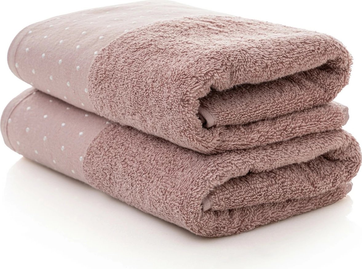 Set peshqirësh duarsh (2 copë), Mijölnir, Pitircik, ngjyrë rozë e zbehtë dhe e bardhë