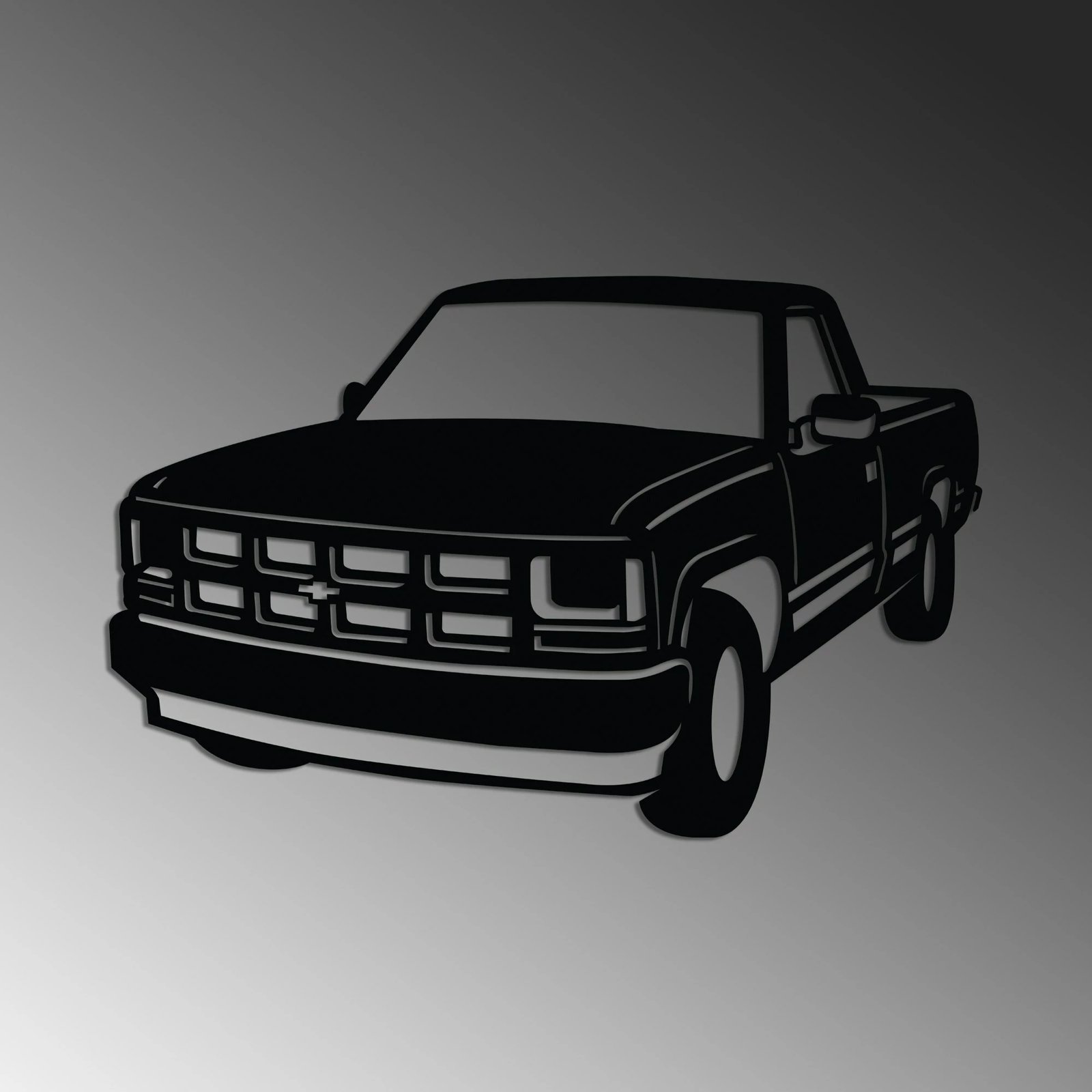 Aksesor dekorativ metalik për mur, Wallity, Chevrolet C-K (1994-1996), ngjyrë e zezë, 60x39cm