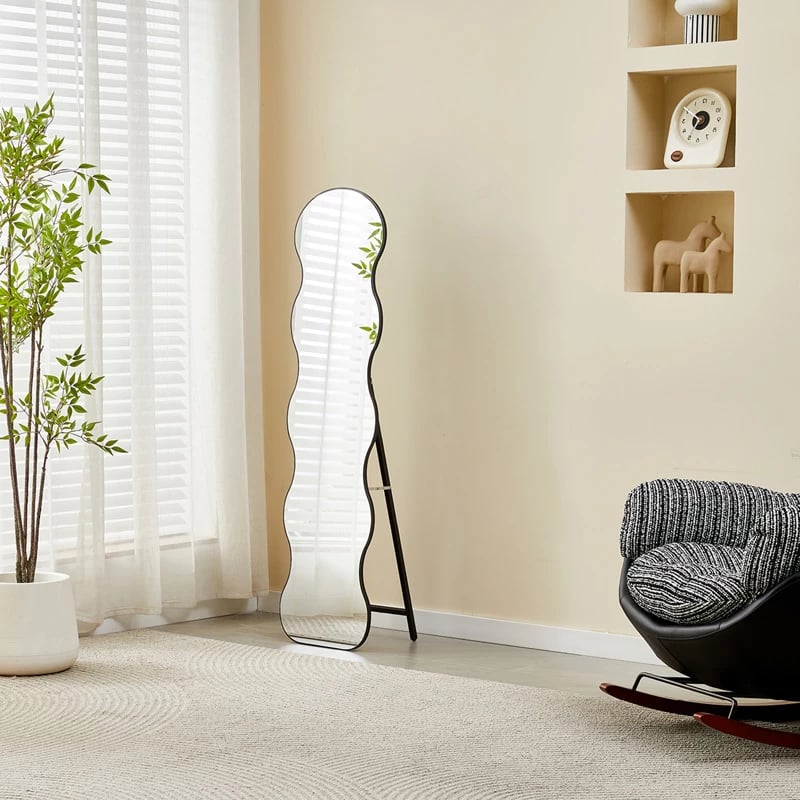 Pasqyrë dyshemeje Waven, ngjyrë e zezë, 38x28x148cm