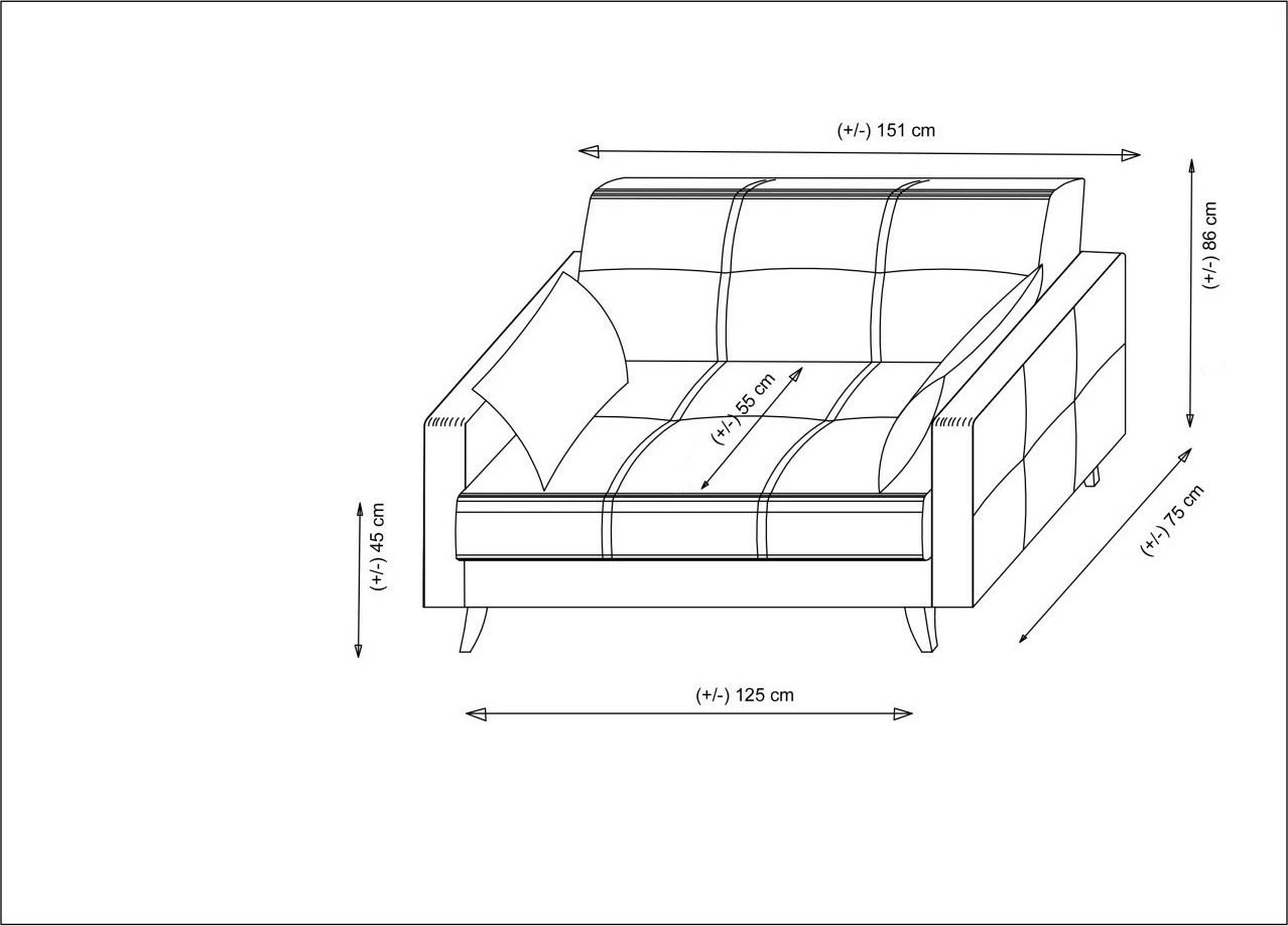 Divan krevate 2-vendësh, Polya, ngjyrë gri e errët