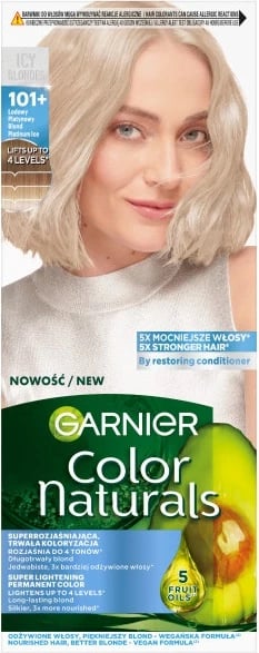 Ngjyrë për flokë për femra Garnier Color Naturals 101+ Icy Platinum Blonde, 1 copë