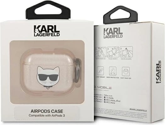 Mbështjellës Karl Lagerfeld KLA3UCHGD për AirPods 3, Glitter Choupette, Ari