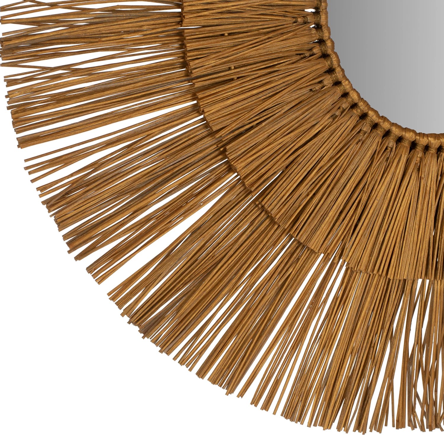 Pasqyrë muri rrethore me kornizë bari Mendong ngjyrë ari Φ65cm.FH7801