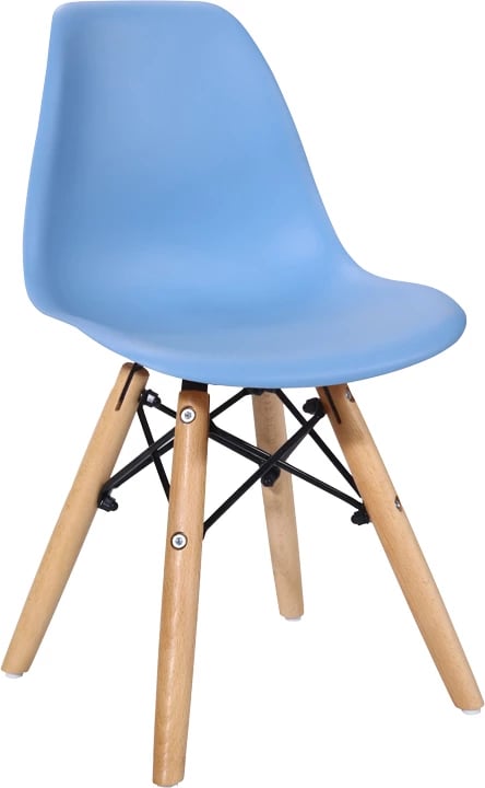 Karrige për fëmijë Julita, PP blu, dru ahu natyral, 35x31x57.5cm