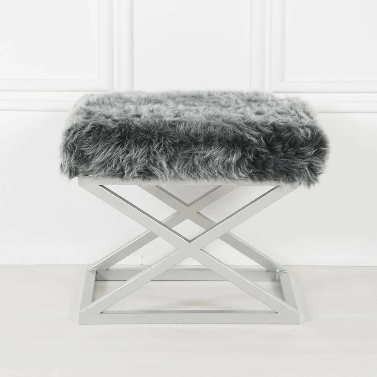 Puf Atelier del Sofa, pelush Capraz, argjend, gri