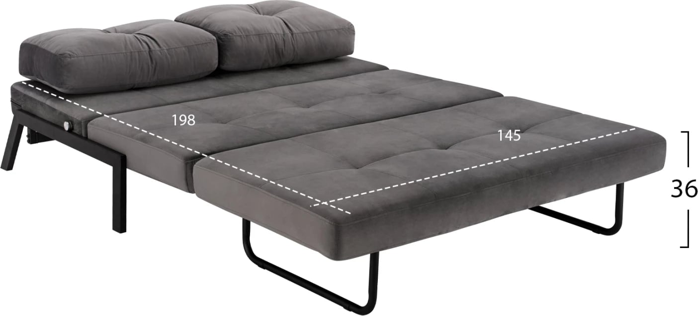 Divan shtrat kadife gri 2 1/2 vendesh FH3079.11 151x92x66cm