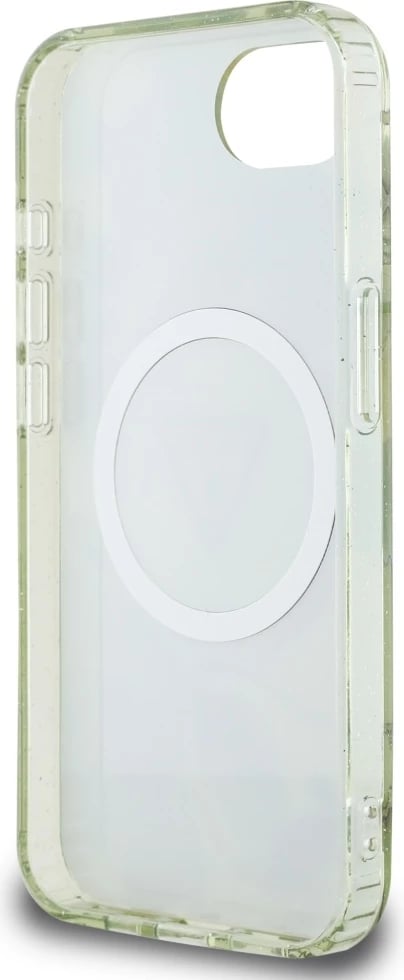 Mbështjellës Guess IML Metal Glitter Flowers Triangle MagSafe për iPhone 16e, Gjelbër Mbështjellës Guess IML Metal Glitter Flowers Triangle MagSafe për iPhone 16e, Gjelbër