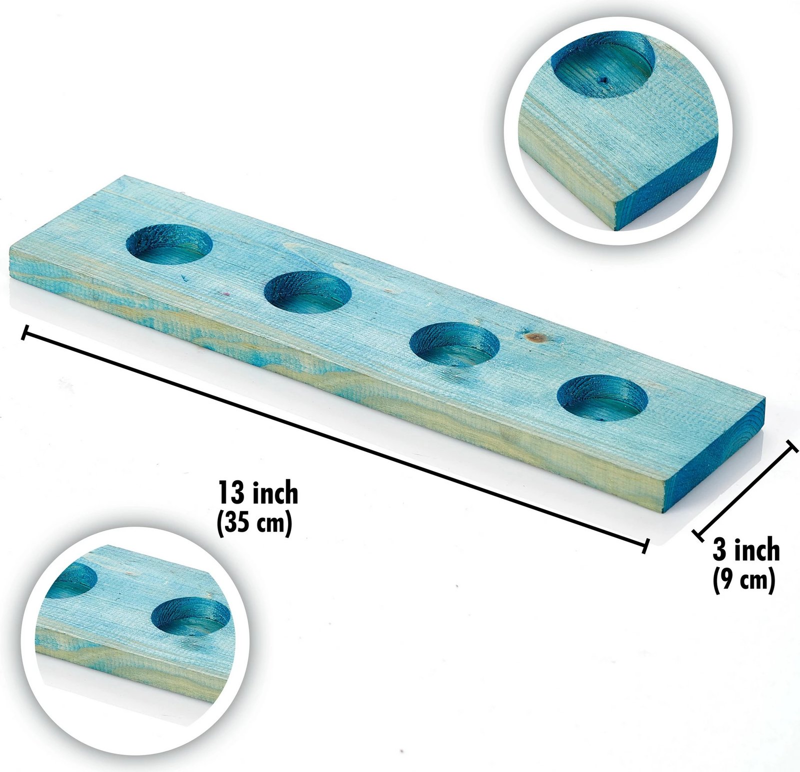 Mbajtëse qirinjsh të vegjël, dru, ngjyrë kaltër, Aberto Design, 35x9cm
